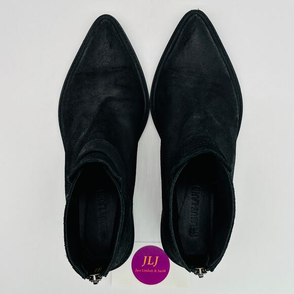 Helmut Lang Women's Black Oiled Leather Block Heel Ankle Booties Size 38 EU/8 US - Picture 9 of 13